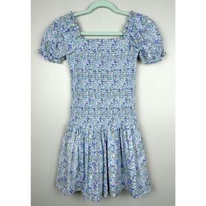 Janie & Jack The Grace Puff Sleeve Dress Light Blue Floral Tween 18 Spring Girly